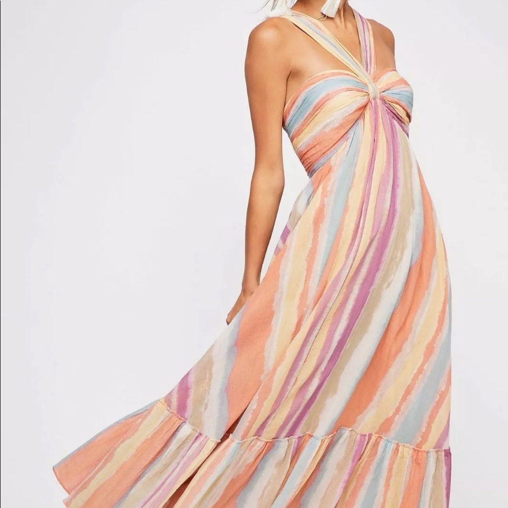 Free People Tropical striped boho maxi dress